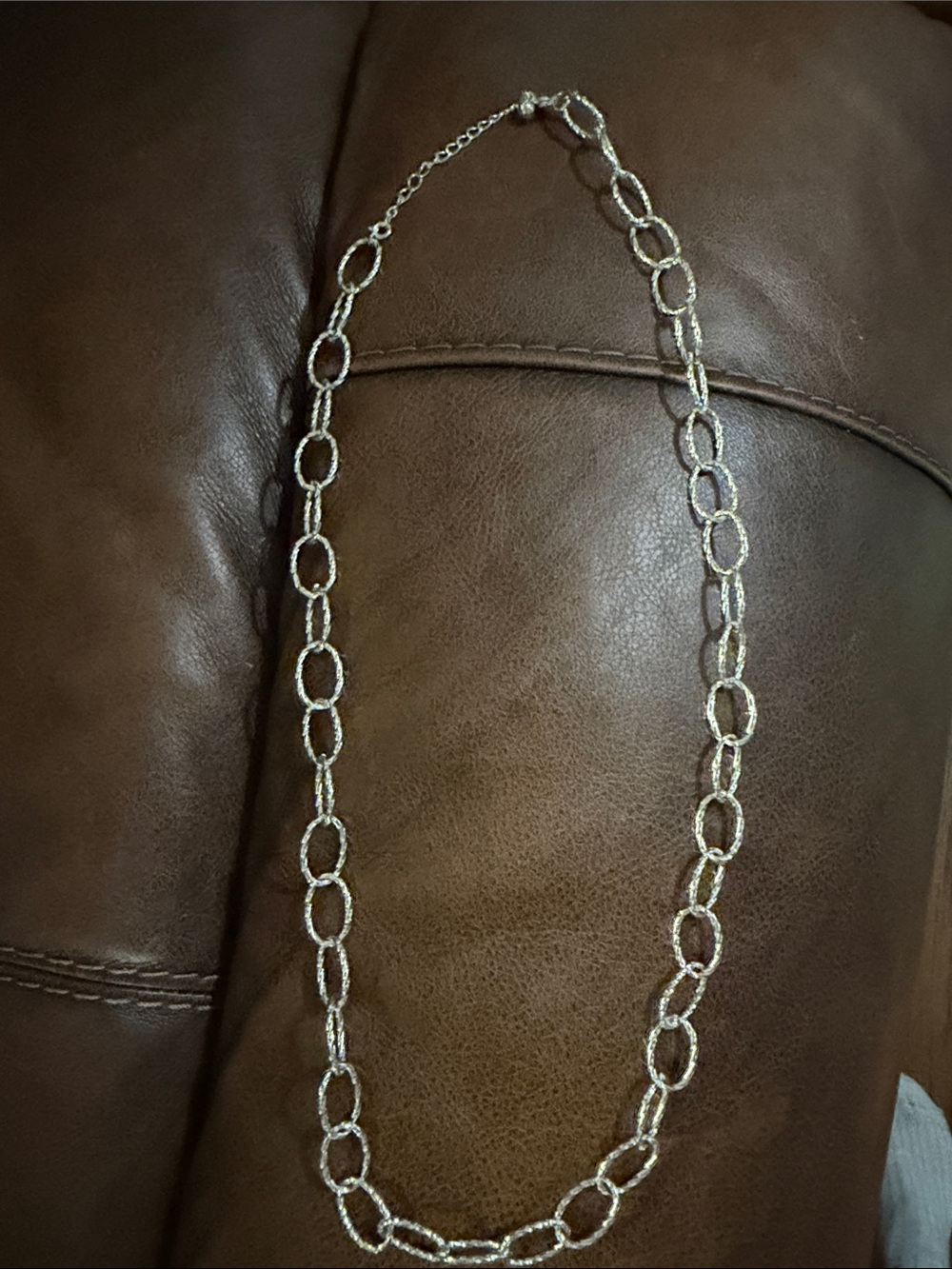 Silver-Tone Textured Link Necklace - Women's Jewelry by Avon